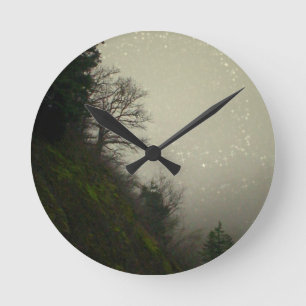 Magical Mist Forest Hill Round Clock