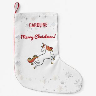 Magical Modern Unicorn Snowflakes Personalize Xmas Small Christmas Stocking