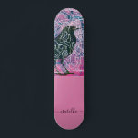 Magical Monogram Skateboard<br><div class="desc">Magical raven embedded in an ancient runestone. Runestones date back to the 4th century. Add your simple script signature monogram. Lush pale red violet and black hues with white runic symbols. For those who love all things magical and fantasy.</div>