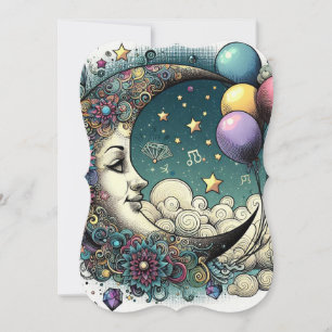 Magical Moon Birthday Card   Greeting Card 