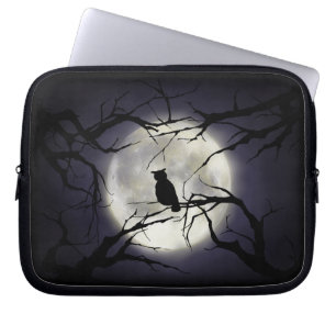 Magical Moon Owl on Branch Laptop Sleeve