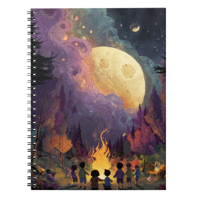 Magical Moonlit Campfire Night Notebook (Front)