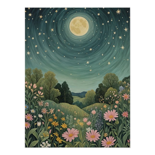 Magical Moonlit Meadow Poster (Front)