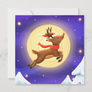 Magical Moonlit Reindeer Holiday Card