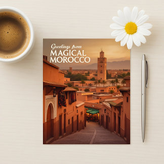 Magical Morocco Sunset View Koutoubia Marrakech Postcard