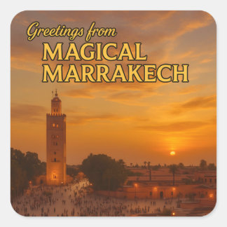 Magical Morocco Sunset View Koutoubia Marrakech Square Sticker