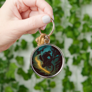 Magical Mountain Biking Adventure Trail Scene Key Ring