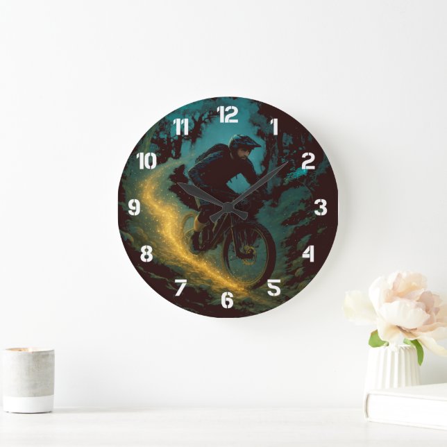 Magical Mountain Biking Adventure Trail Scene  Large Clock (Home)