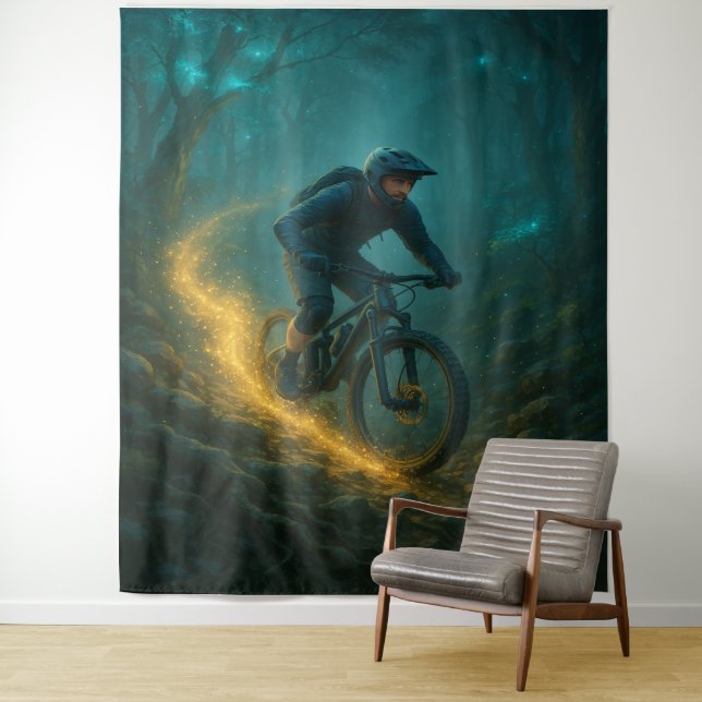Magical Mountain Biking Adventure Trail Scene  Tapestry (In Situ)