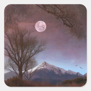 Magical Mountain View Square Sticker