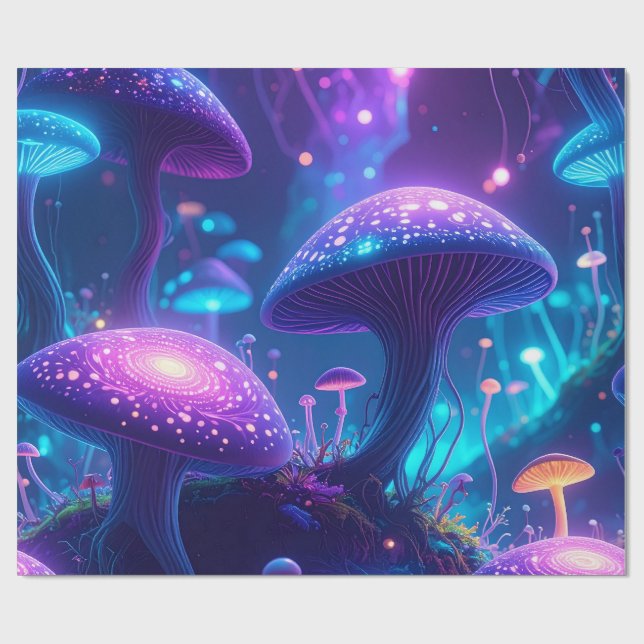 Magical Mushroom Forest Wrapping Paper (Flat)
