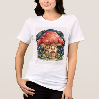 Magical Mushroom  House - Enchanted Forest  Tri-Blend Shirt