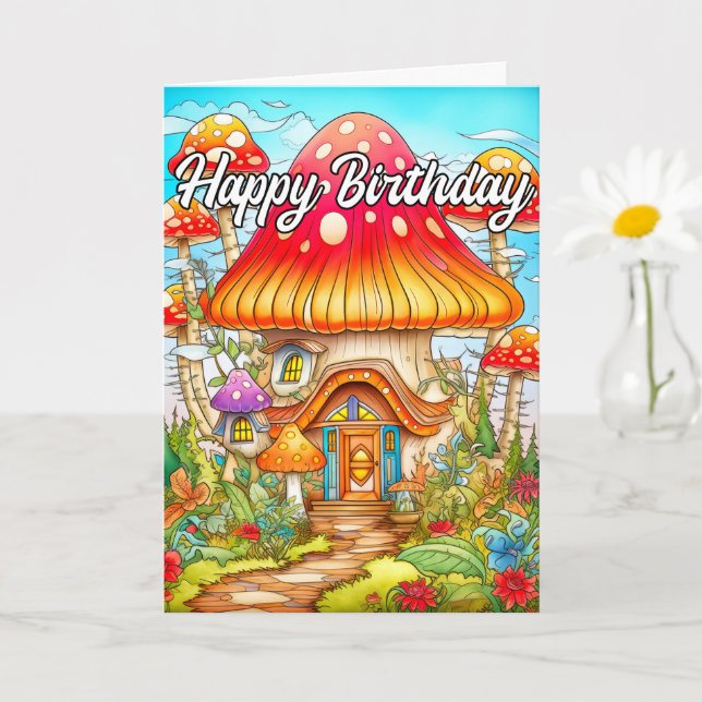 Magical Mushroom House Illustration Card (Small Plant)
