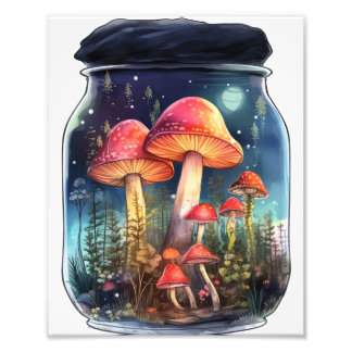 Magical Mushroom In Jars Photo Print