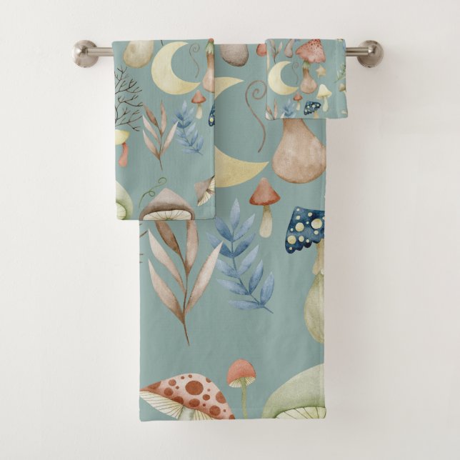 Magical Mushroom Mystical Hygge Bath Towel Set (Insitu)