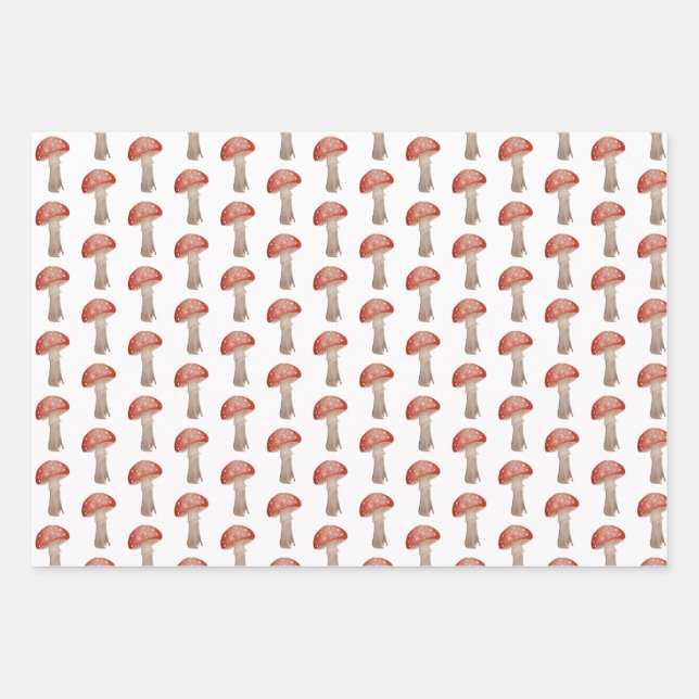 Magical Mushroom Toadstool Wrapping Paper (Front)