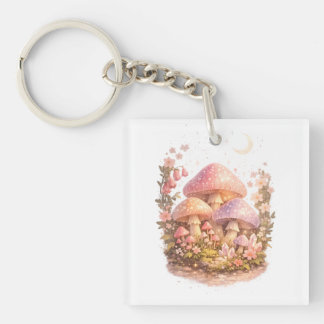Magical Mushrooms Pastel Fairy Cottagecore Vibes Key Ring