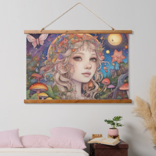 Magical Mystical Fantasy Girl Hanging Tapestry