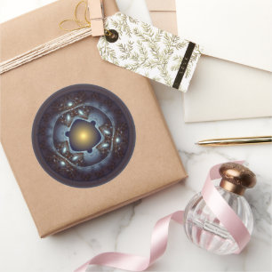 Magical mystical frilly pattern classic round sticker