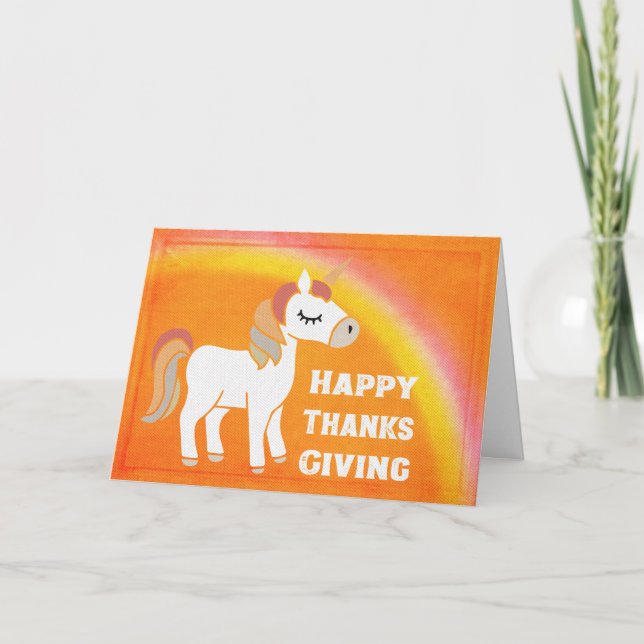 Magical Mystical Happy Thanksgiving Unicorn Card (Front)