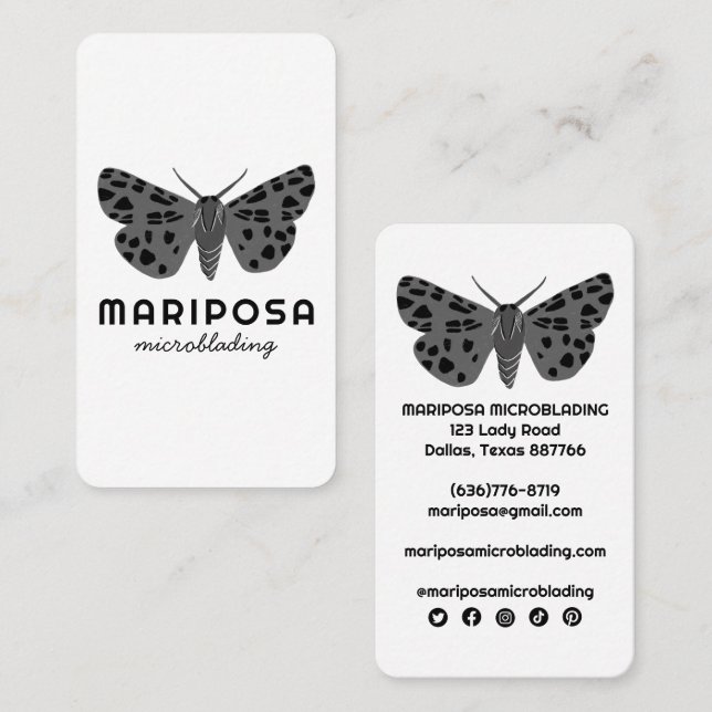 Magical Mystical MOTH Aesthetician Beauty Salon Business Card (Front/Back)