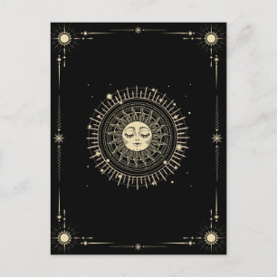 Magical mystical tarot boho sun postcard