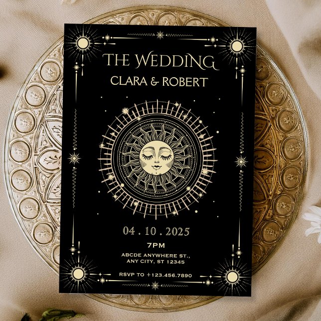 Magical mystical tarot boho sun Wedding  Invitation (Creator Uploaded)