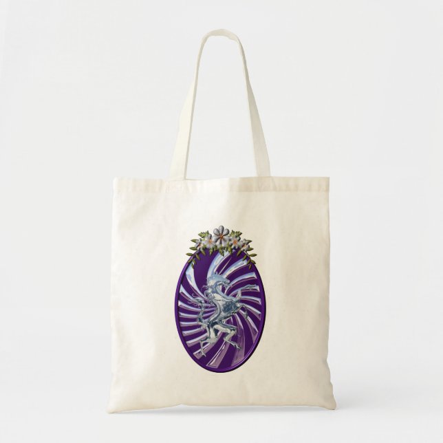 Magical Mythical Silver Unicorn Tote Bag (Front)