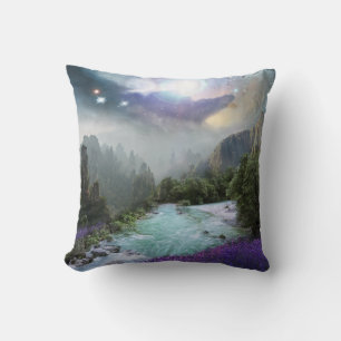 Magical Nature Landscape with Rushing Water Cushion