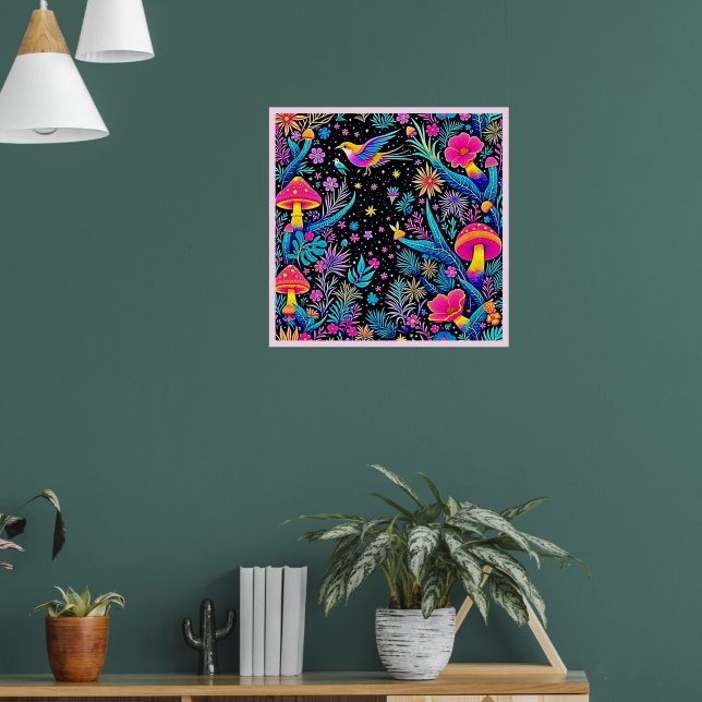 Magical Neon Forest Night Dream Design Poster (Living Room 1)