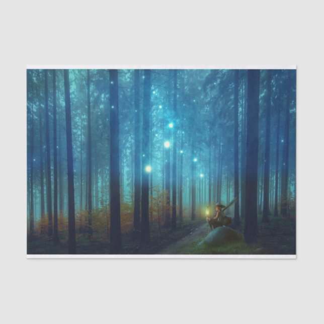 Magical Night Forest Trees Fairy Tale Tissue Paper (Front)