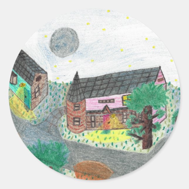 Magical Night Nighttime Scene Stickers (Front)