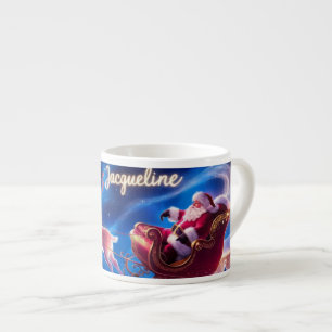 Magical Night Ride Santa Claus and His Radiant  Espresso Cup