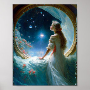 Magical Night Scene Fantasy Art Poster
