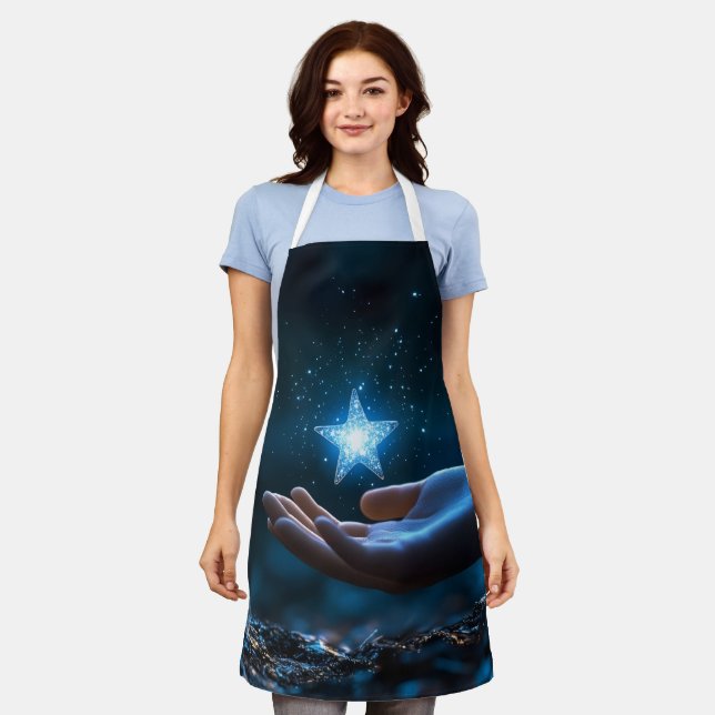 Magical Night Sky Cooking Apron | Celestial Dreams (Worn)