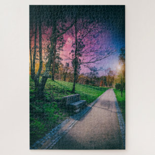 Magical night sky in a park with colourful sky jigsaw puzzle