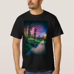 Magical night sky in a park with colourful sky T-Shirt