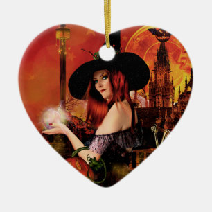 Magical Night Witch Heart Ornament