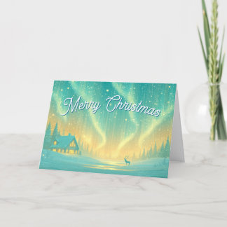 Magical Northern Lights Merry Christmas Holiday Card