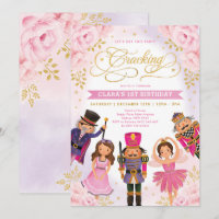 Magical Nutcracker Blush Gold Floral Girl Birthday