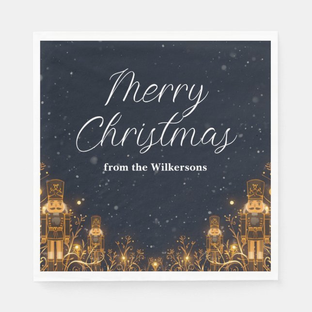 Magical Nutcracker Winter Night Custom Name Xmas Napkin (Front)