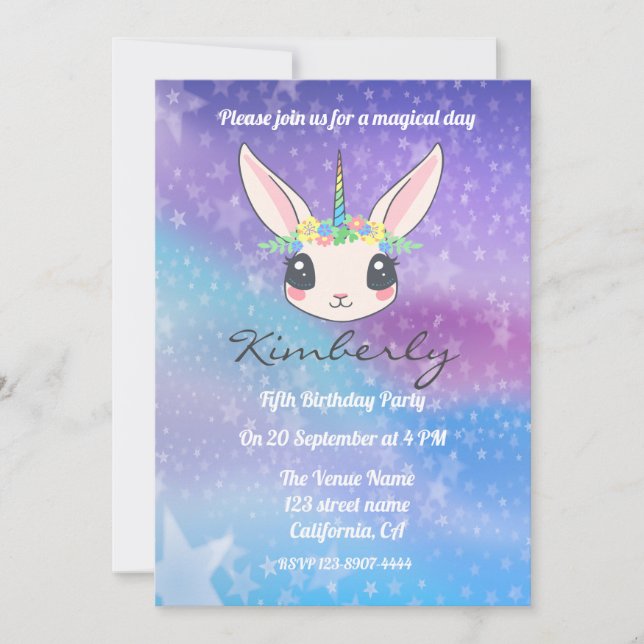 Magical Of Unicorn Birthday Party Invitation (Front)