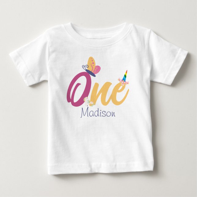 magical one baby first birthday personalised name T-Shirt (Front)