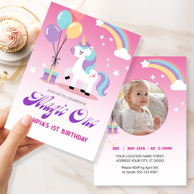 Magical one Birthday Unicorn Invitation (Creator Uploaded)