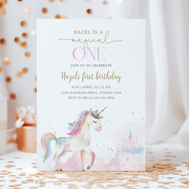 Magical One Unicorn 1st Birthday Party Invitation (Creator Uploaded)