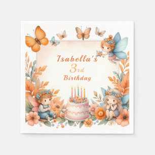 Magical Orange Fairy garden - Birthday  Napkin