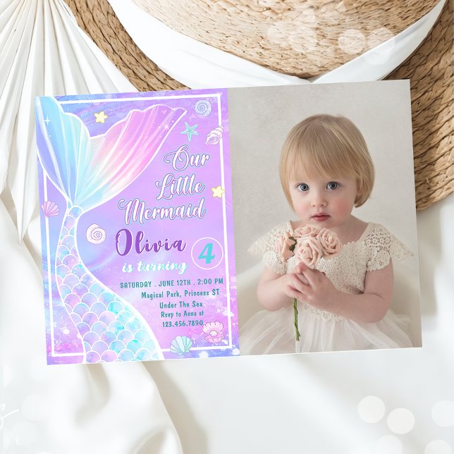 Magical Our Little Mermaid Birthday Photo Invitation (Creator Uploaded)