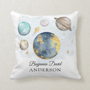 Magical Outer Space Galaxy Moon Stars Boy Nursery Cushion