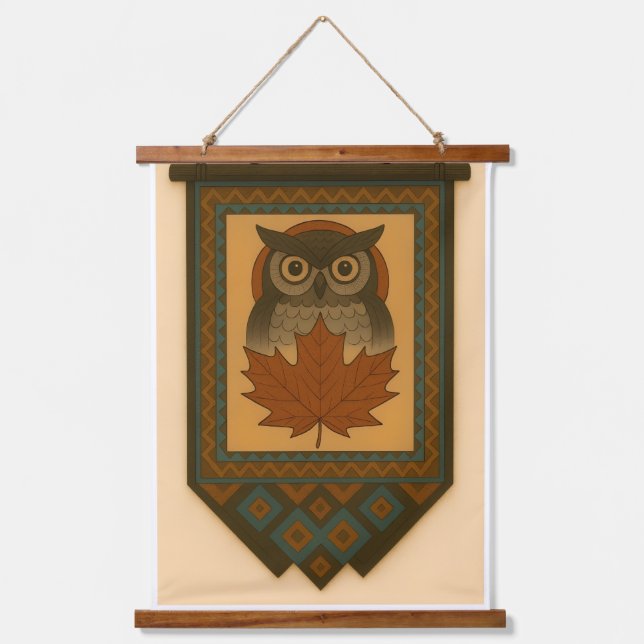 Magical Owl Design with Beaded Look Hanging Tapestry (Front)
