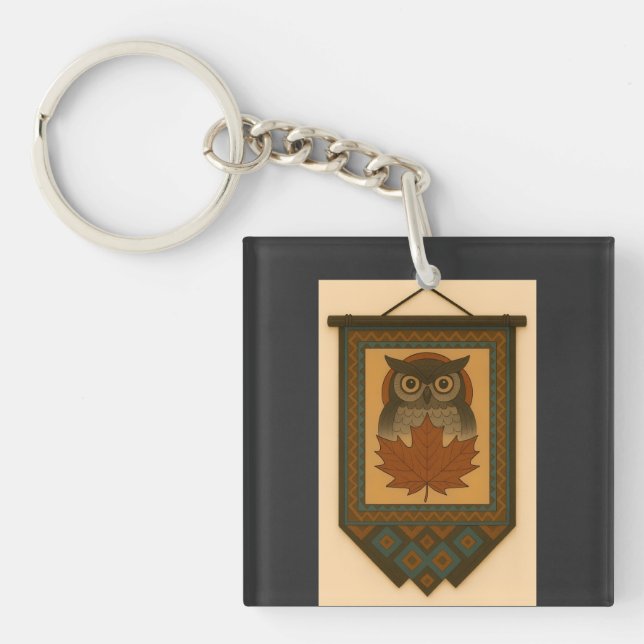 Magical Owl Design with Beaded Look Key Ring (Front)